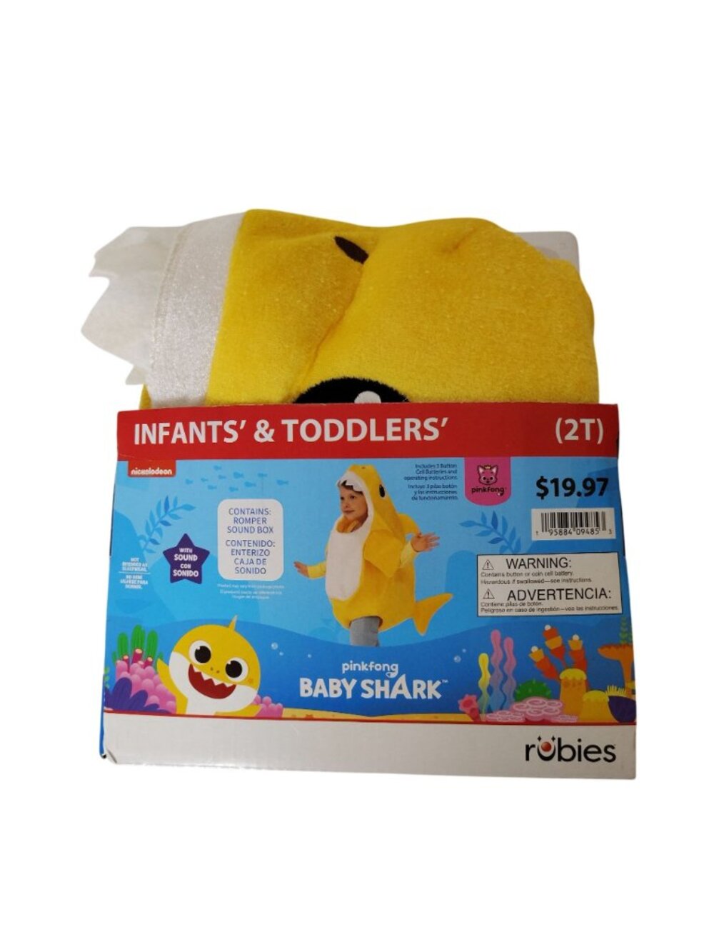 Rubies Infants and Toddlers 2T Pinkfong Baby Shark Halloween Costume with Sound - Picture 2 of 5